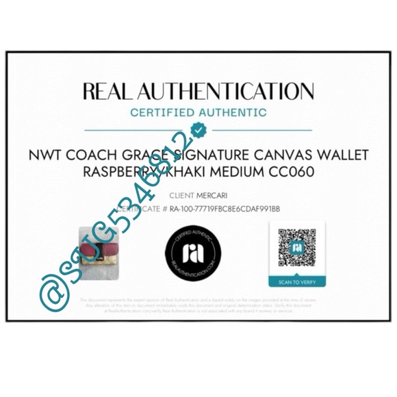 NWT COACH Medium Grace Signature Wallet, Raspberry/Khaki, Certified Authentic - Picture 13 of 15